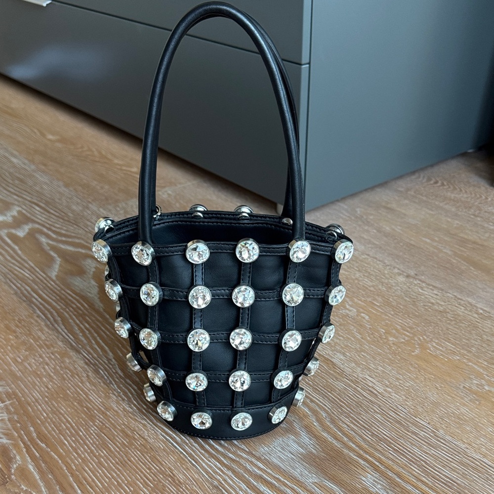 Alexander Wang Black Crystal Roxy Mini Bucket Bag